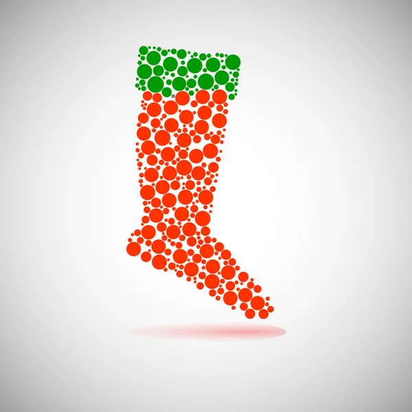 La calza rossa di Babbo Natale. Concetto di Natale o vacanza . — Vettoriale Stock