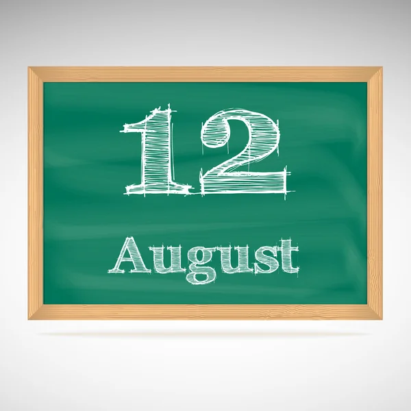 Αυγούστου 12, επιγραφή με κιμωλία σε έναν πίνακα — Διανυσματικό Αρχείο