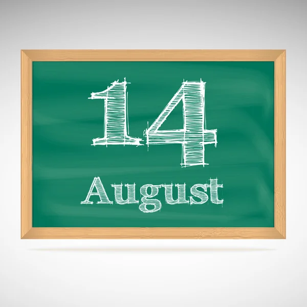 August 14, inscription in chalk on a blackboard — Stock Vector