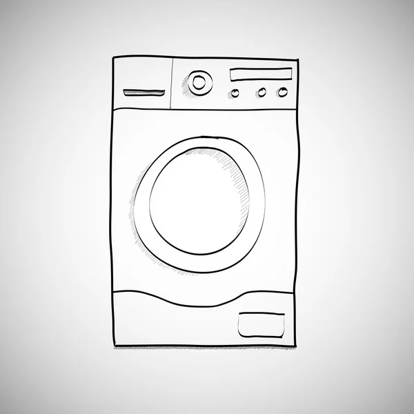 Máquina de lavar roupa. Desenho desenhado à mão —  Vetores de Stock