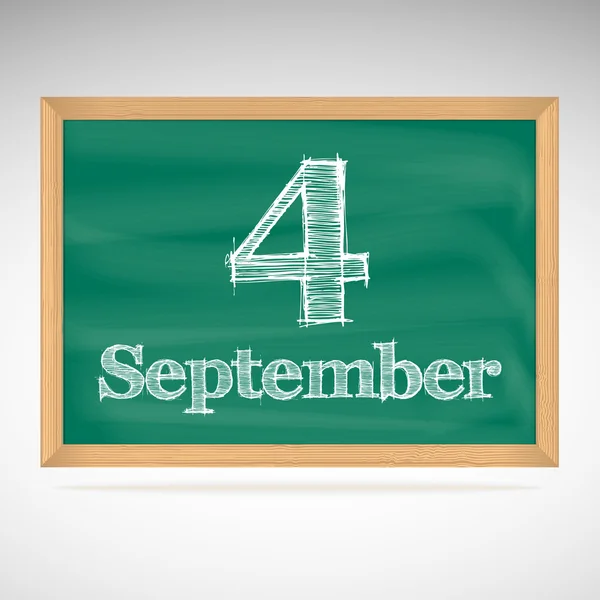 9 月 4 日，用粉笔在黑板上的题词 — 图库矢量图片