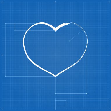 Heart symbol like blueprint drawing. clipart