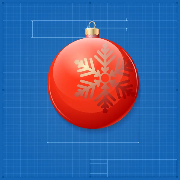 Christmas ball symbol like blueprint drawing. — Stock Vector