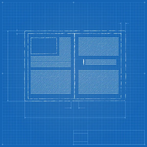 Öppnade notebook stiliserade ritning — Stock vektor