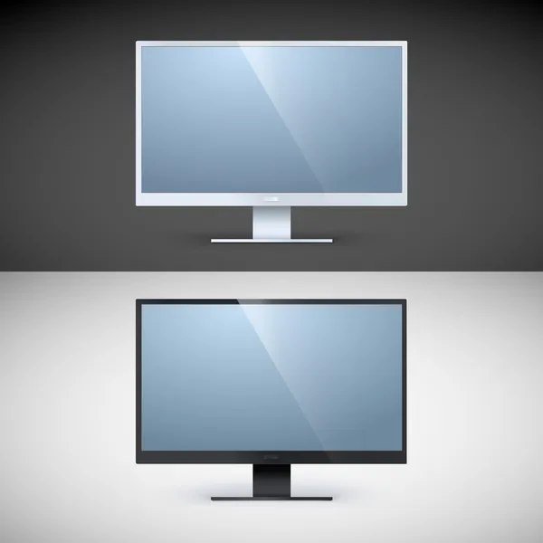 Vector computer displays on black and white backgrounds — Stock Vector