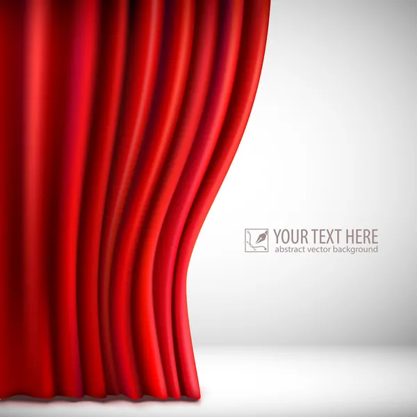 Background with red velvet curtain. Vector illustration. — Stock Vector