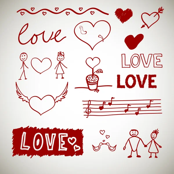 Love sceth, romance doodles — Stock Vector