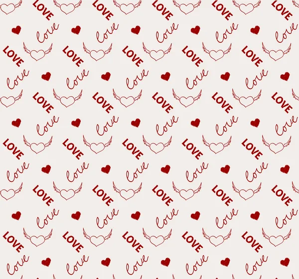 Coeur et amour motif sans couture dans le vecteur — Image vectorielle