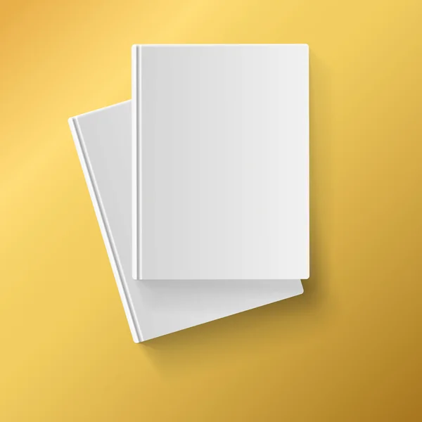 Blank white  books on yellow background — Stock Vector