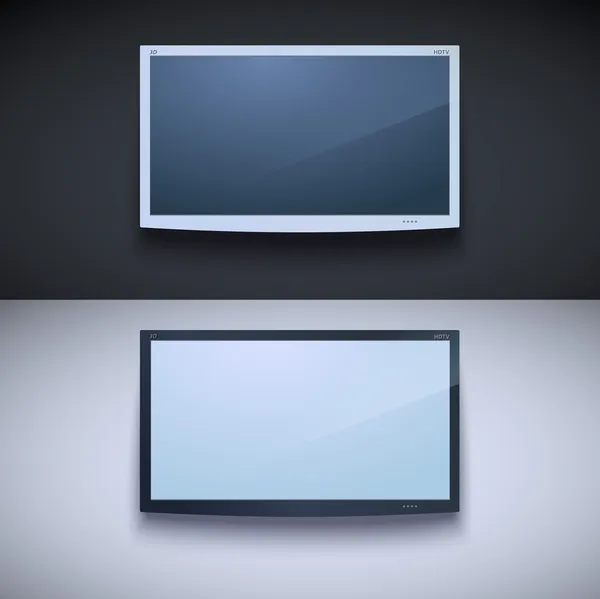 Televisión led colgando en la pared — Vector de stock