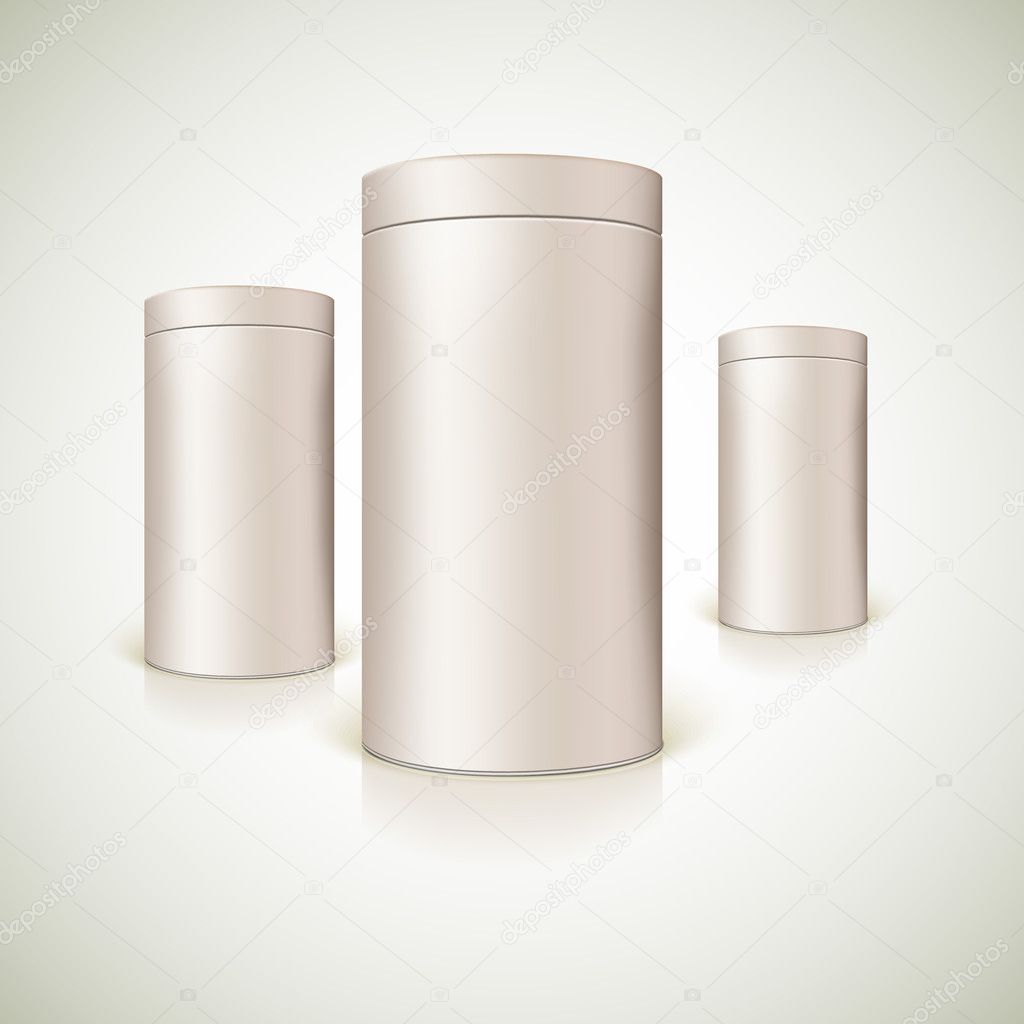 Set of round tins, packaging.