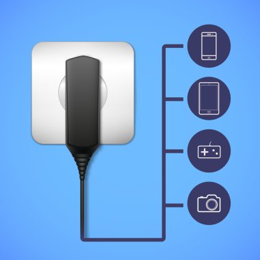 bir elektrik prizine şarj cihazı.