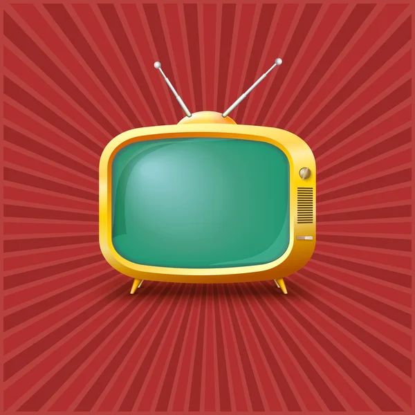 Televisión amarilla sobre fondo vintage . — Vector de stock