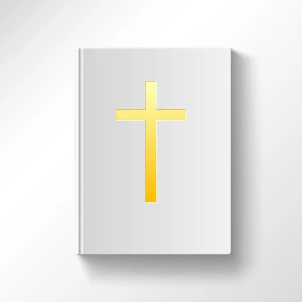 Buch mit einem goldenen Kreuz. Ansicht von oben — Stockvektor