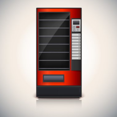 Vending Machine with shelves, red coloor. clipart