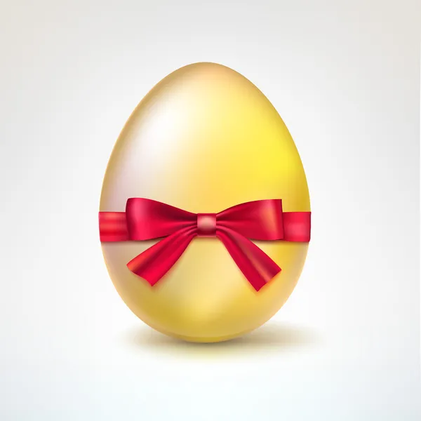 Goldenes Ei mit roter Schleife. — Stockvektor