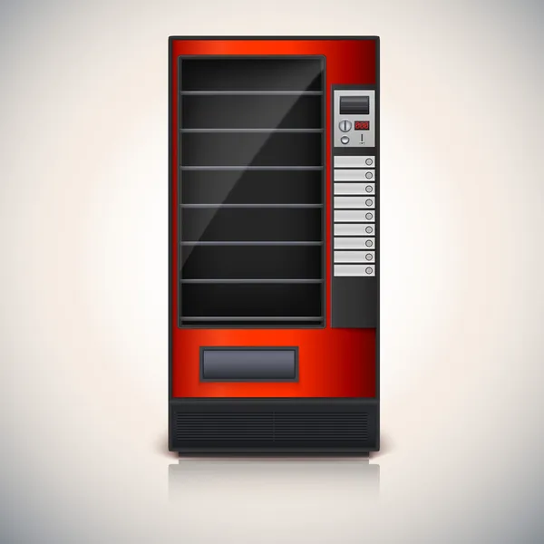 Verkaufsautomat mit Regalen, rote Farbe. — Stockvektor