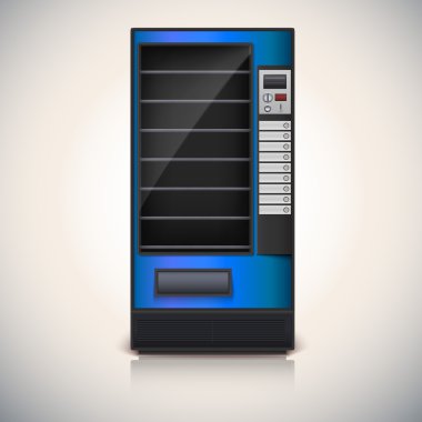 Vending Machine with shelves, blue coloor. clipart