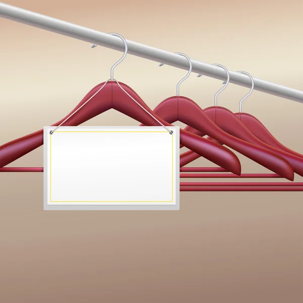 Wooden hangers with  label — Stock Vector