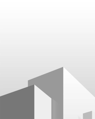 Arkaplan tasarımı. Geometrik şekilli podyum. Fotokopi alanı olan ürün sergisi için gri stüdyo. Vektör illüstrasyonu.