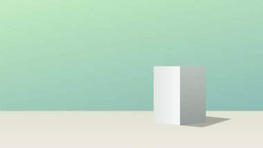 Boş stüdyodaki kare standı. Kopya alanı olan ürün görüntüleme stüdyosu. 3d arkaplan.