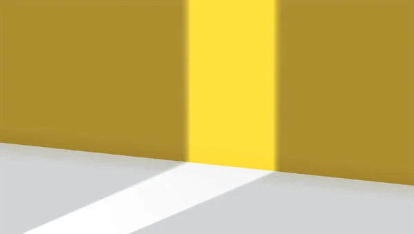 Studio pro zobrazení produktu s kopírovacím prostorem. Paprsek světla na žluté stěně. 3D pozadí. — Stockový vektor