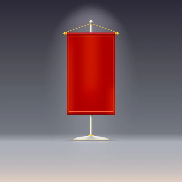 Röd vimpel eller flagga på chrome bas med — Stockový vektor