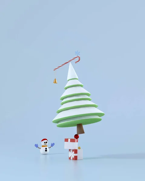 Canne à bonbons et arbre de Noël équilibrage sur des boîtes-cadeaux. — Photo