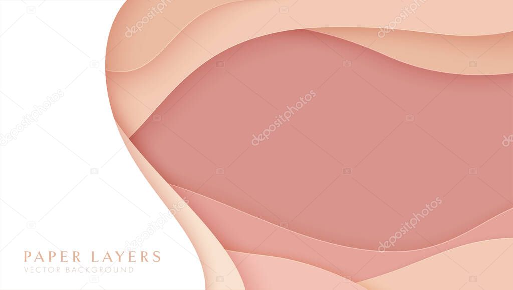 Abstract paper layered background. Skin color layers. Template in paper cut style. Vector illustration.