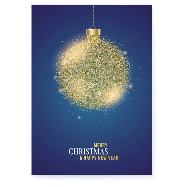 Poster Golden Glittering Christmas Ball Glittering Particles Template Christmas New — Stock vektor