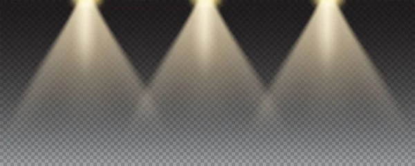 Lighting Product Display Yellow Rays Spotlights Isolated Transparent Background Light — Vector de stock