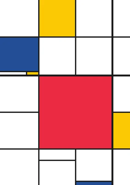 レトロなパターンバウハウススタイル 黒い線と赤 黄色の正方形 デジタルアートを構築主義的なスタイルで ベクターポスター Eps10 — ストックベクタ