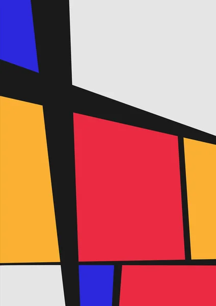 Modern Poszter Dinamikus Mintával Négyszögletes Formákból Mondrian Ihlette Neoplaszticizmus Bauhaus — Stock Vector