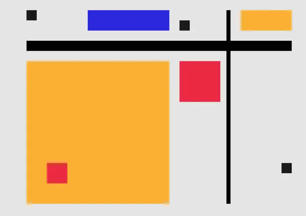 受蒙德里安启发而形成的正方形和矩形的二美构图 新塑性 包豪斯风格 基本色彩和简约形式 — 图库矢量图片