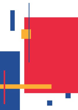 Soyut vektör deseni. Dinamik kompozisyon. Kareler, dikdörtgenler ve temel renkler. Yapısalcılık, neoplastisizm tarzı.