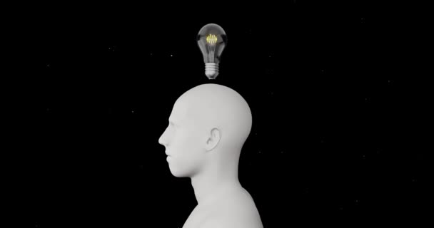 Stylized Animation Render Silhouette Person Profile Rainbow Brain Assembled Glowing — Stock Video