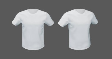 Beyaz t-shirt 'ün üç boyutlu tasviri. Spor, günlük boş gömlek şablonu ön görünüm, yan görünüm gerçekçi kıyafet, reklam şablonu zıt arka plan için tekstil