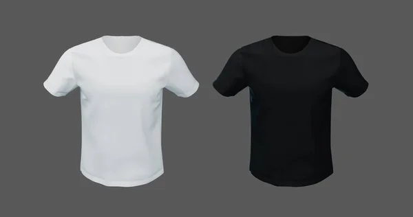 Render Illustration White Black Shirt Layout Sportswear Template Casual Empty — Stock Photo, Image