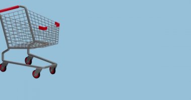 3D animasyon Noel hediyeleri ve paketler alışveriş arabasına düşer..