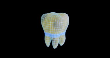 Aşamalı olarak diş minesinin 3D animasyonu. hi-fi ağ molar leke, caries, tedavi, restorasyon, beyazlatma, plaket temizleme, koruma
