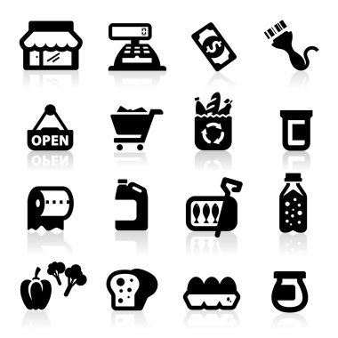 zarif serisi süpermarket Icons set