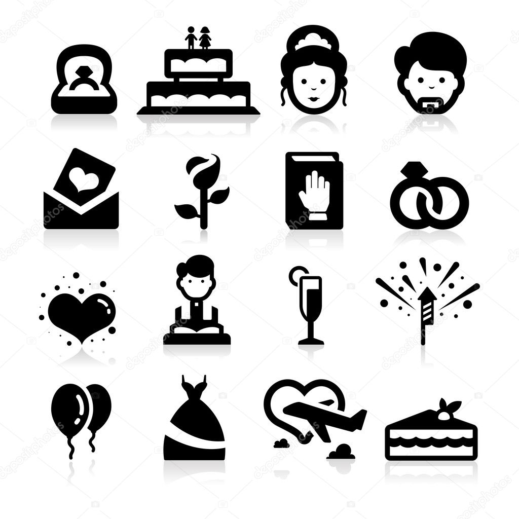 Wedding icons set elegant seris