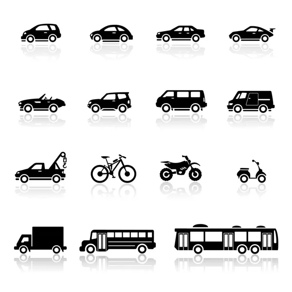 Iconos vehículos establecidos — Vector de stock