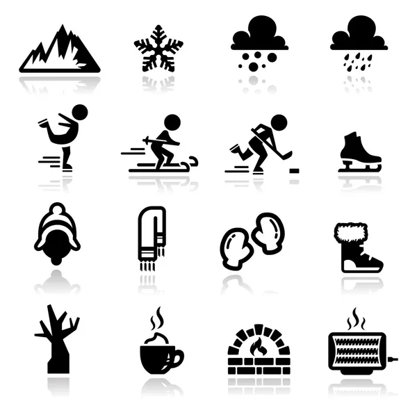 Icons set winter — Stock Vector