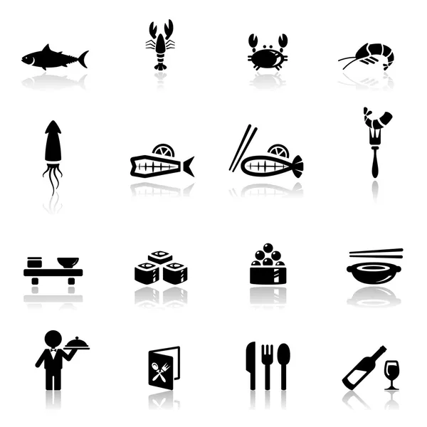 Iconos set comida de mar — Vector de stock