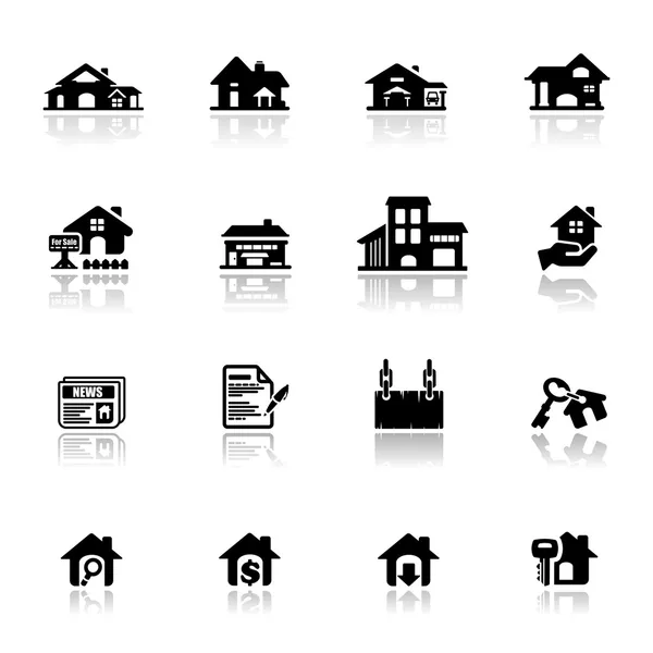 Iconos establecer bienes raíces — Vector de stock