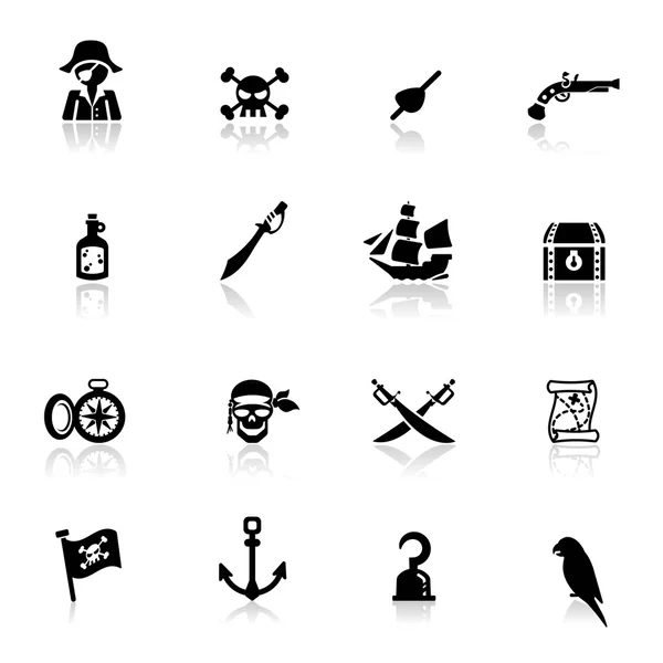 Iconos establecer piratas — Vector de stock