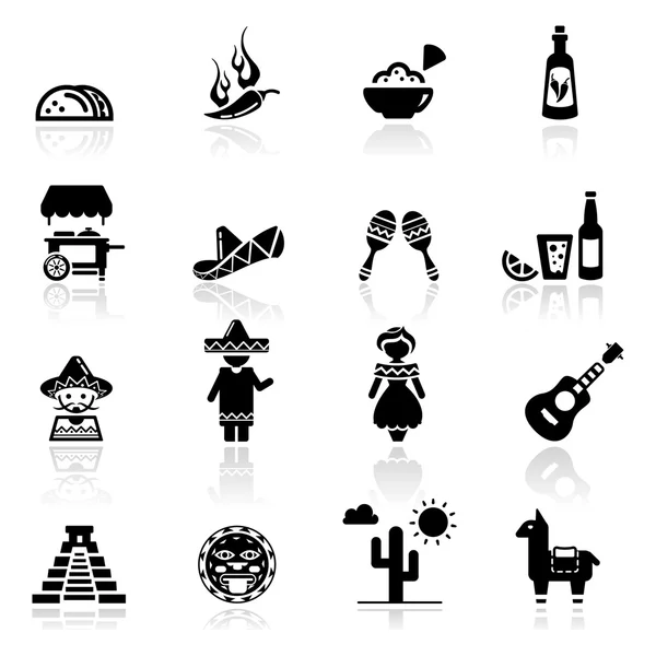 Iconos establecen cultura y cocina mexicana — Vector de stock