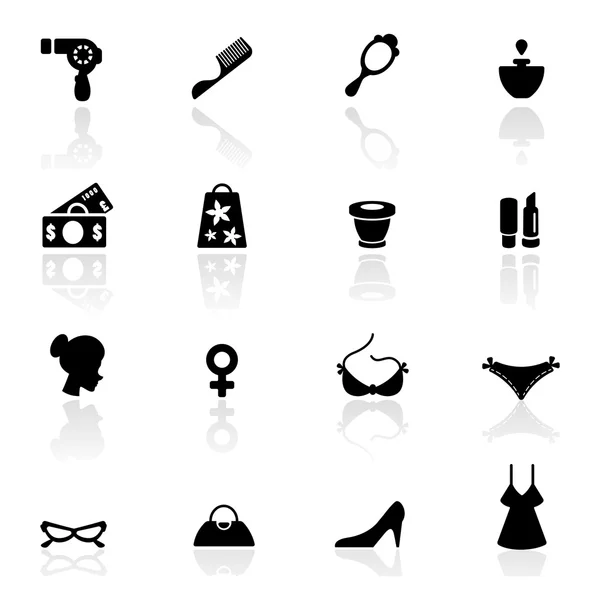 Iconos set accesorios de mujer — Archivo Imágenes Vectoriales