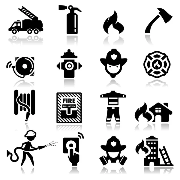 Icons set firefighter — Stock Vector